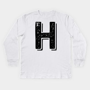 Capital Letter H Name Initial Monogram Kids Long Sleeve T-Shirt